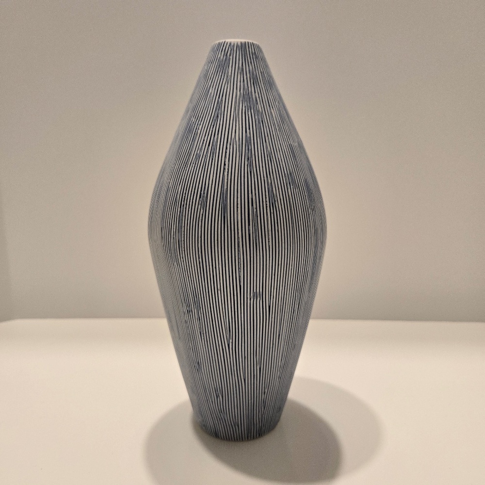 Blue and White Striped Vase